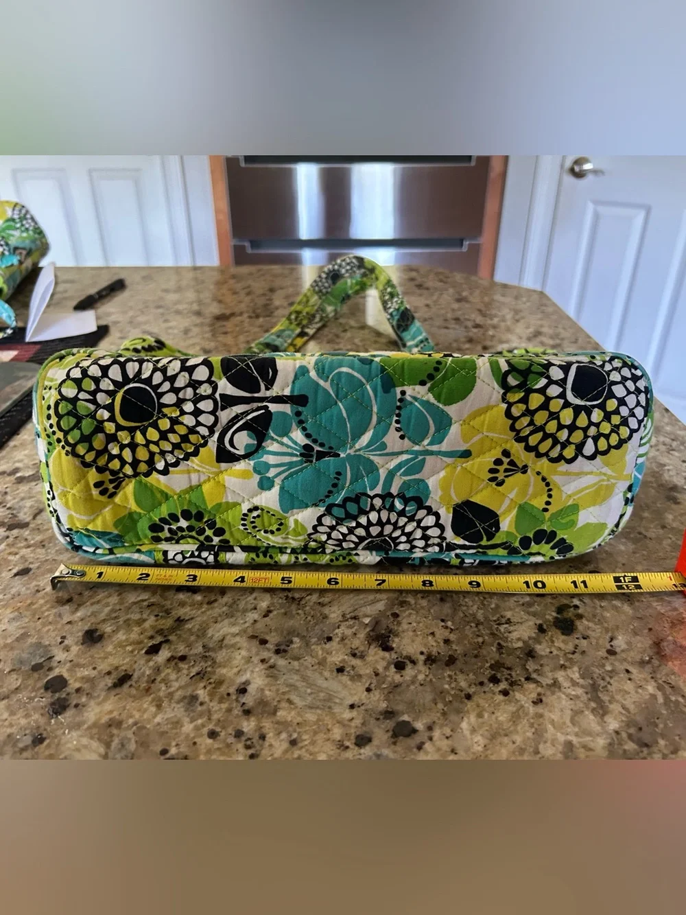 Vera Bradley Green, Yellow & Teal and Black Floral Quilted Tote